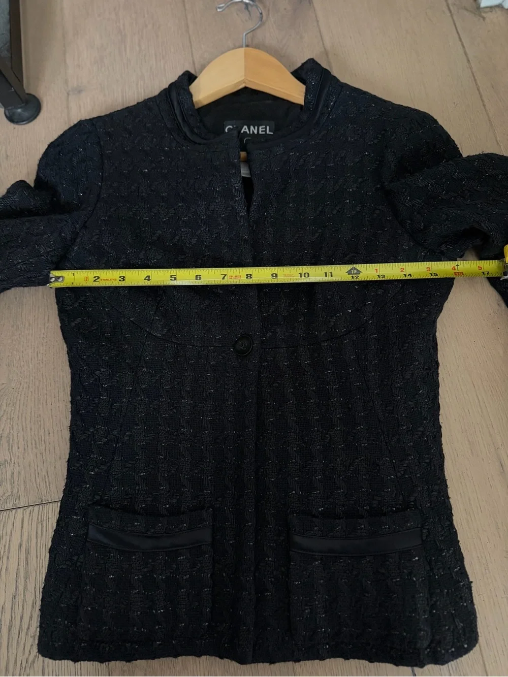 CHANEL Black Tweed Single-Button Suit Jacket